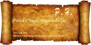 Petényi Hasszán névjegykártya
